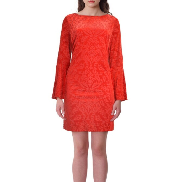 ECI Dresses & Skirts - ECI Velvet Bell Sleeve Shift Cocktail Dress